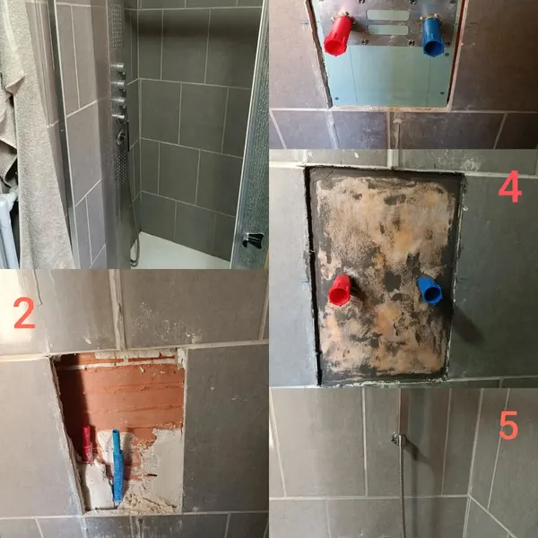 Réparation sur colonne de douche avec pose de membrane d'étanchéité – Château-Porcien